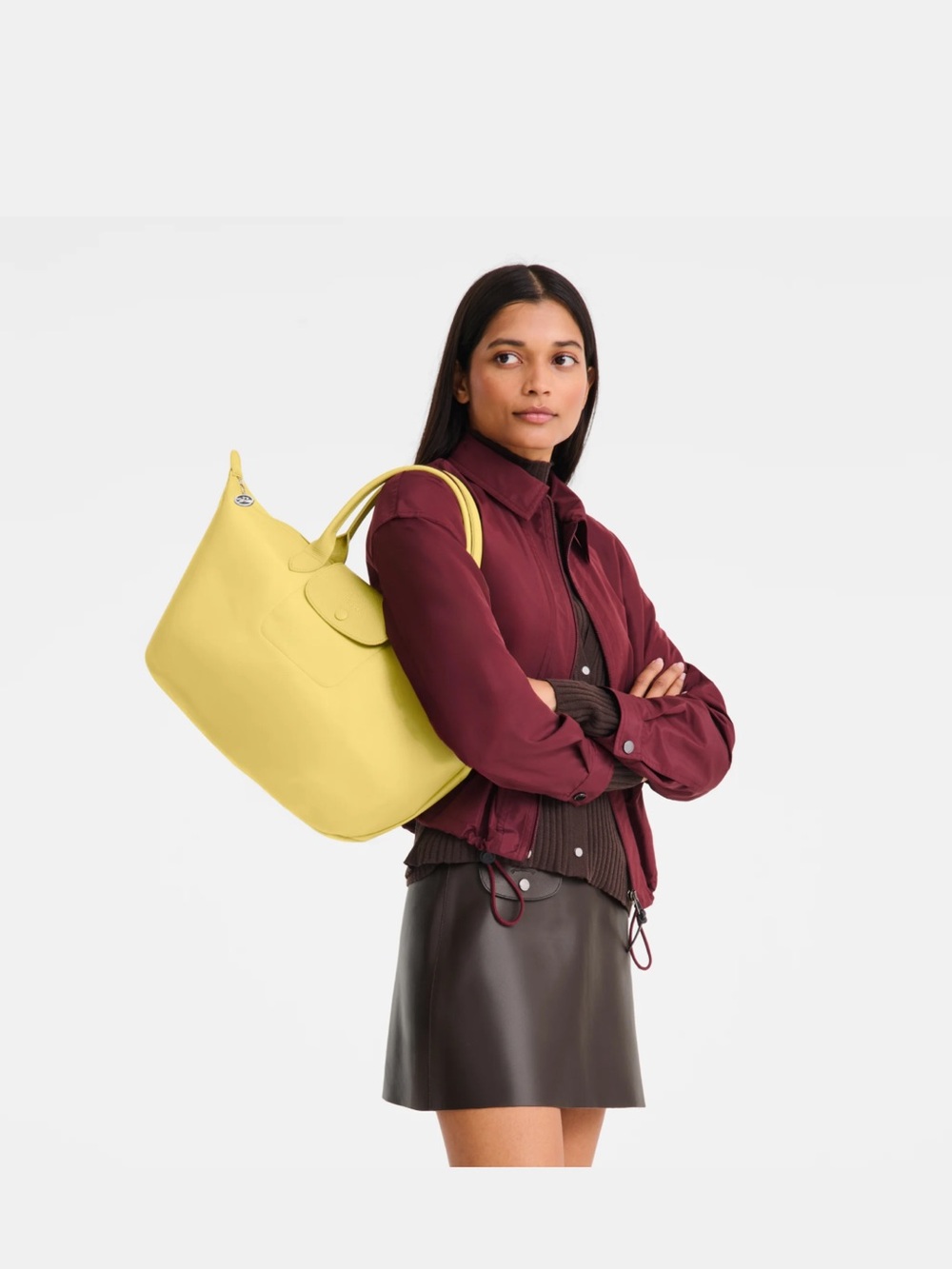 Longchamp Butter Yellow “One Lime” Nylon Le Pliage LARGE Tote - Picture 3 of 8